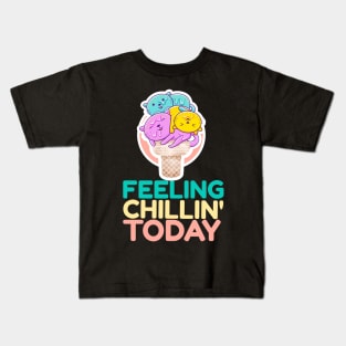 Feeling Chillin' Today_Cats Ice Cream_Peach Kids T-Shirt